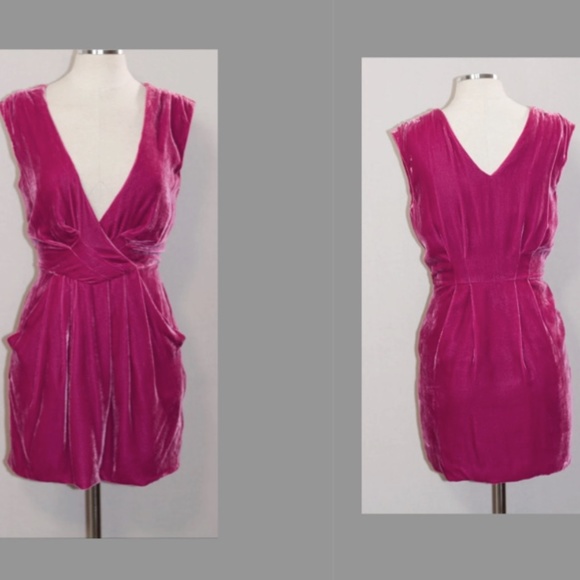Racheal Roy Velvet Fuchsia Dress (0) - Picture 1 of 9